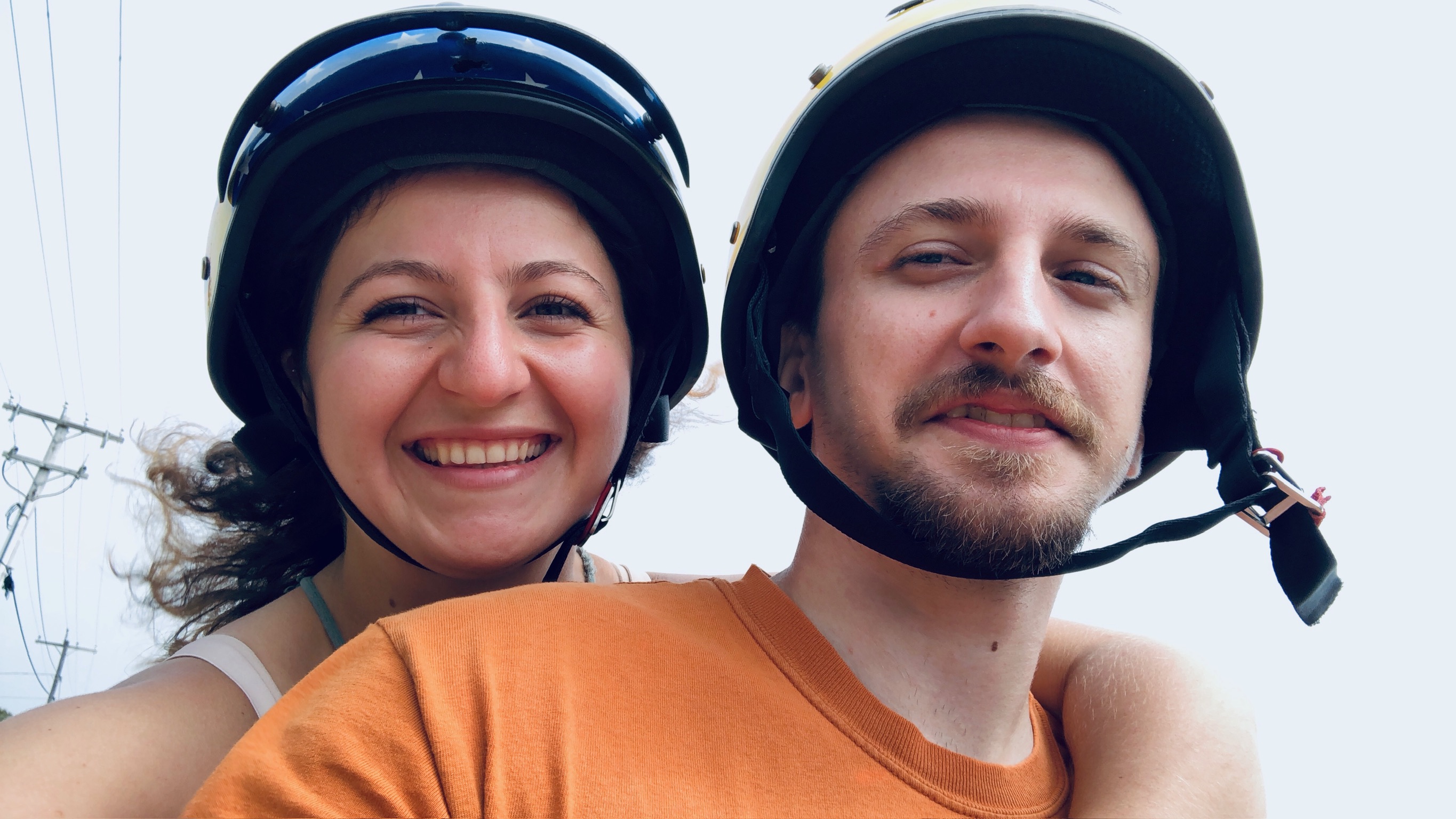 Scooter helmets and big smiles abroad