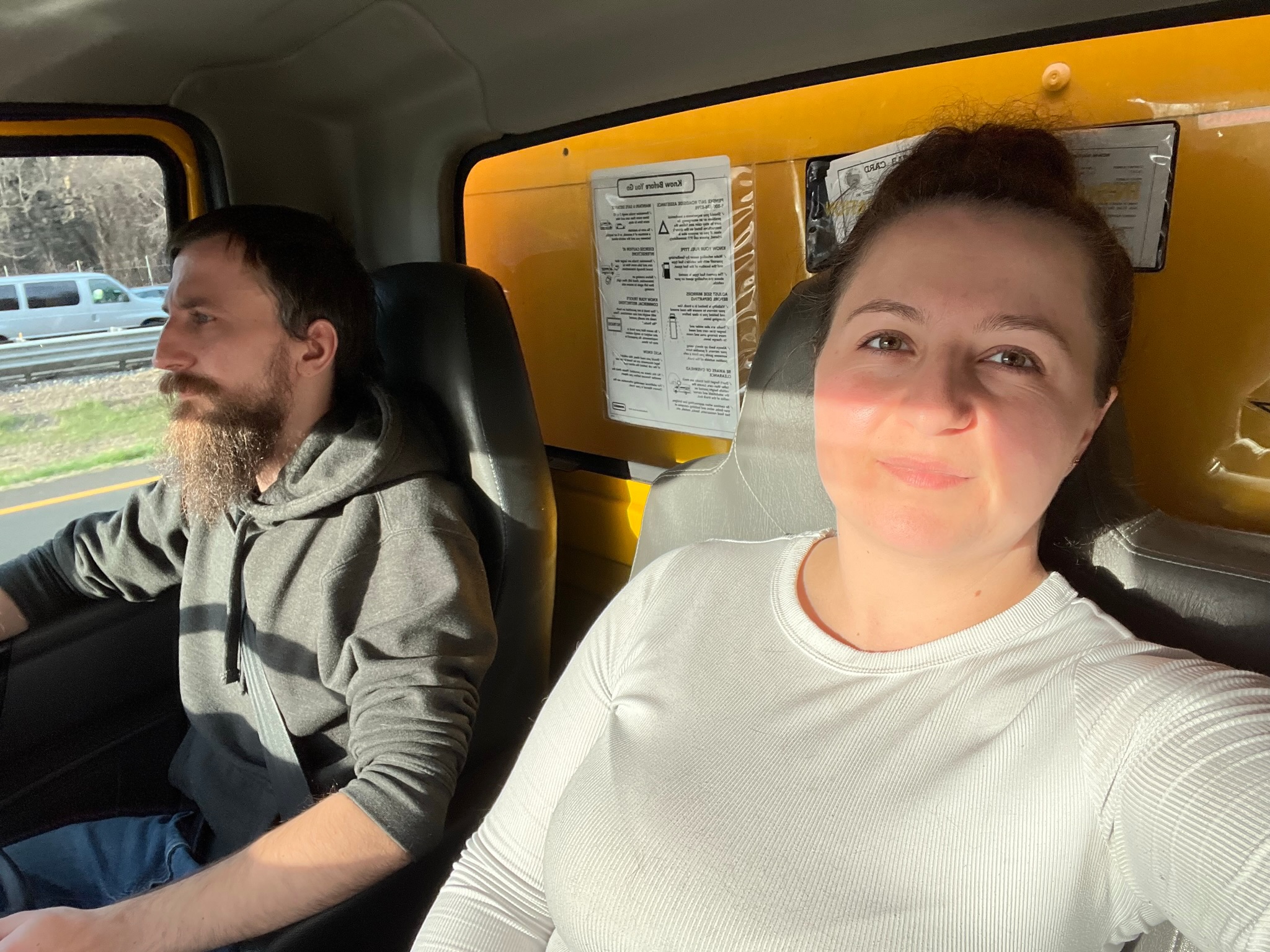 On board a yellow school bus